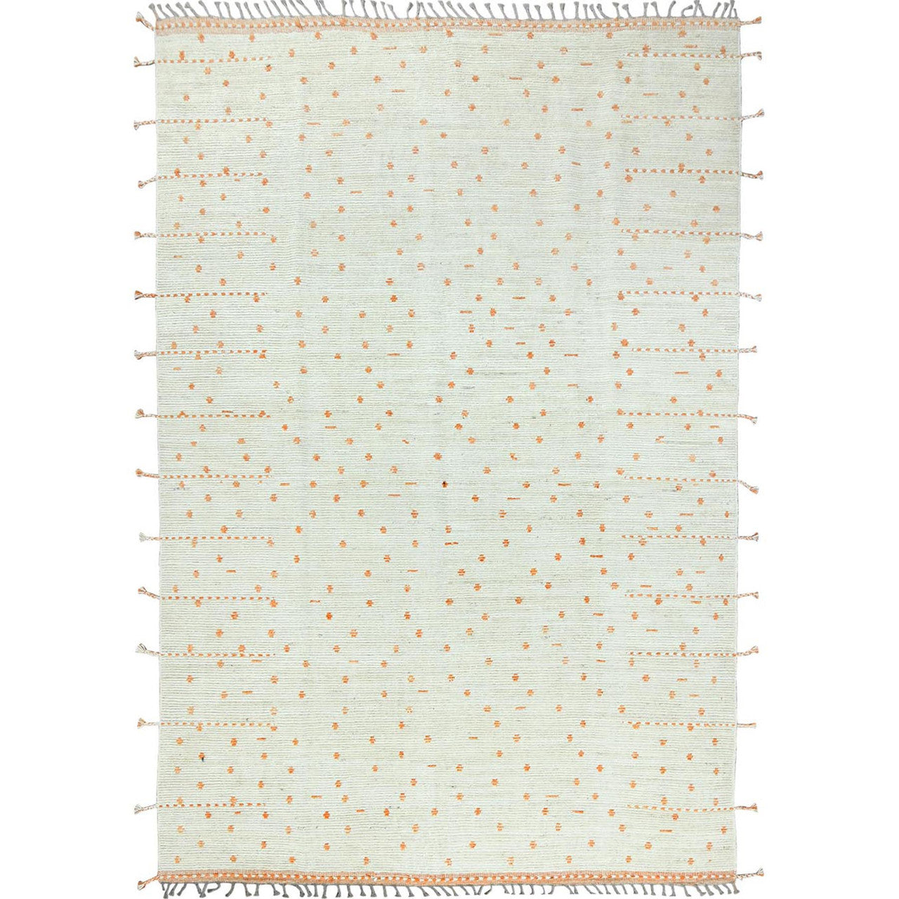 Tribal & Geometric Wool Hand Knotted Rug Ivory No Border 10.0X14.4 -O082961