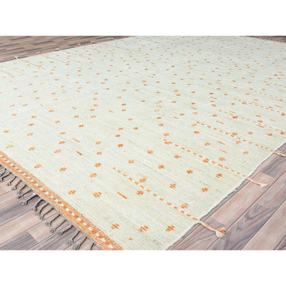 Tribal & Geometric Wool Hand Knotted Rug Ivory No Border 10.0X14.4 -O082961