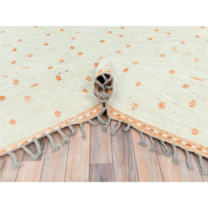 Tribal & Geometric Wool Hand Knotted Rug Ivory No Border 10.0X14.4 -O082961