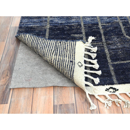 Tribal & Geometric Wool Hand Knotted Rug Blue No Border 9.0X12.5 -O082965