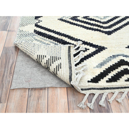 Tribal & Geometric Wool Hand Knotted Rug Ivory No Border 8.0X10.10 -O082970