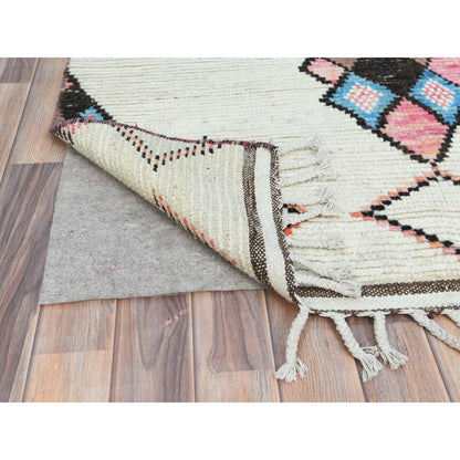 Tribal & Geometric Wool Hand Knotted Rug Ivory No Border 4.0X6.4 -O082977