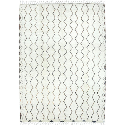 Tribal & Geometric Wool Hand Knotted Rug Ivory No Border 8.2X10.5 -O082981