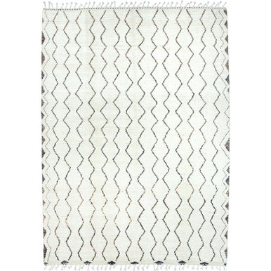 Tribal & Geometric Wool Hand Knotted Rug Ivory No Border 8.2X10.5 -O082981
