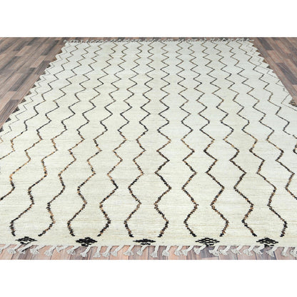 Tribal & Geometric Wool Hand Knotted Rug Ivory No Border 8.2X10.5 -O082981