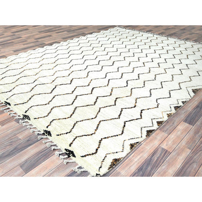 Tribal & Geometric Wool Hand Knotted Rug Ivory No Border 8.2X10.5 -O082981