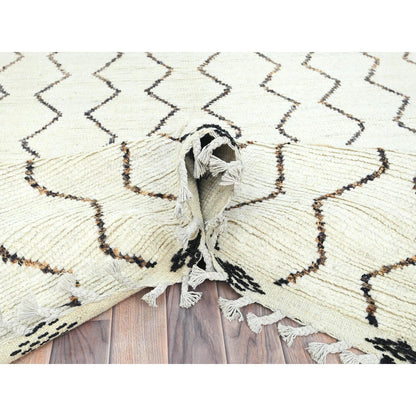 Tribal & Geometric Wool Hand Knotted Rug Ivory No Border 8.2X10.5 -O082981