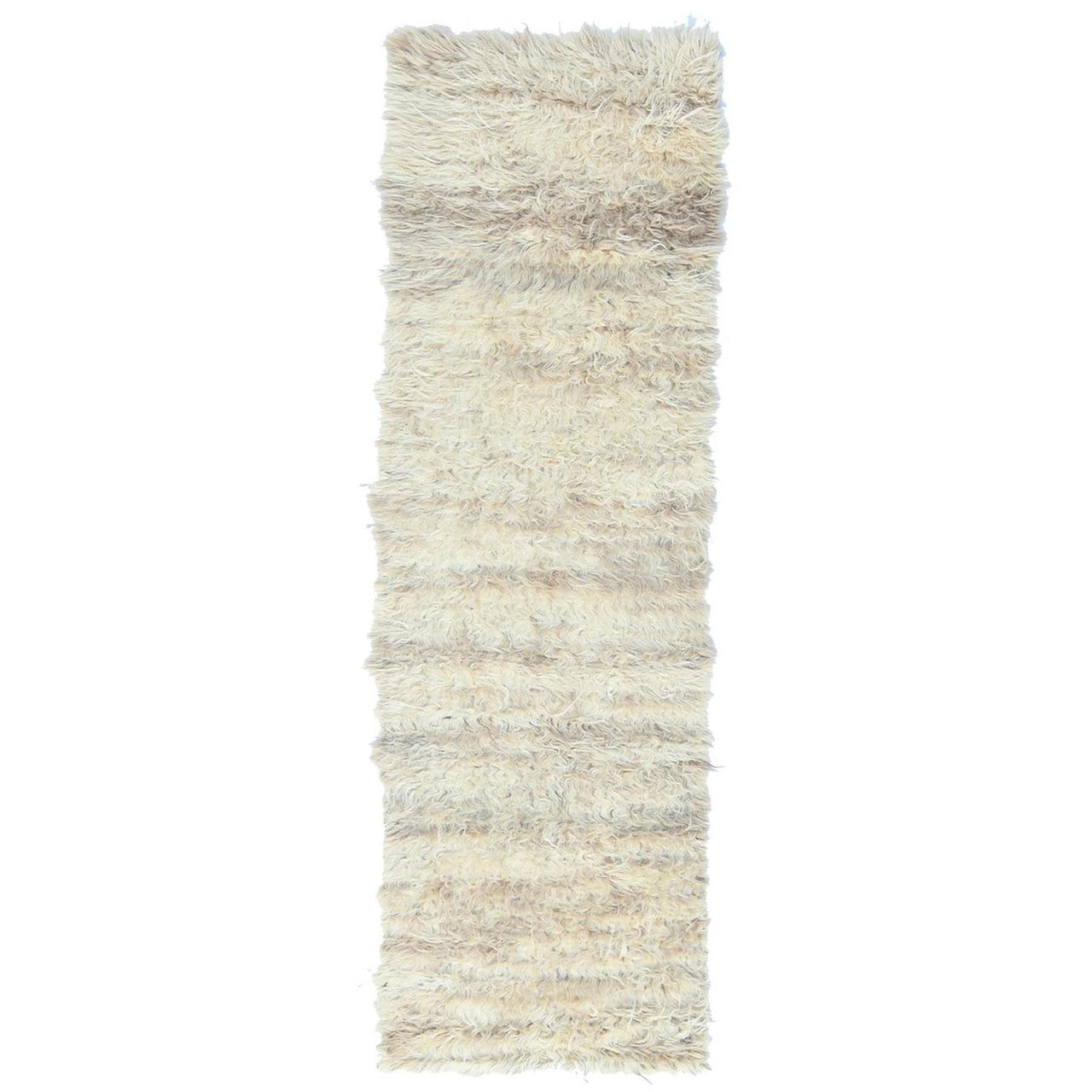 Ivory 2'6" x 8'0" Tribal & Geometric Hand knotted Wool Rug - Sku: O082989