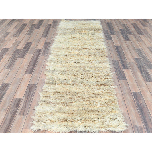 Tribal & Geometric Wool Hand Knotted Rug Ivory No Border 2.6X8.0 -O082989