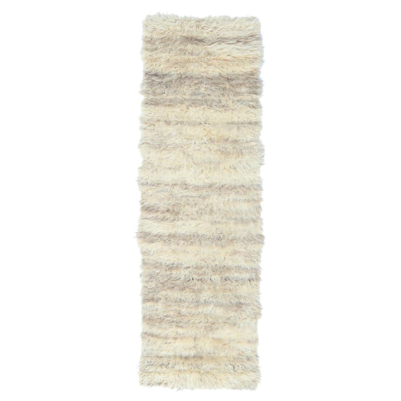 Ivory 2'6" x 8'0" Tribal & Geometric Hand knotted Wool Rug - Sku: O082990
