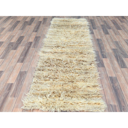 Tribal & Geometric Wool Hand Knotted Rug Ivory No Border 2.6X8.0 -O082990