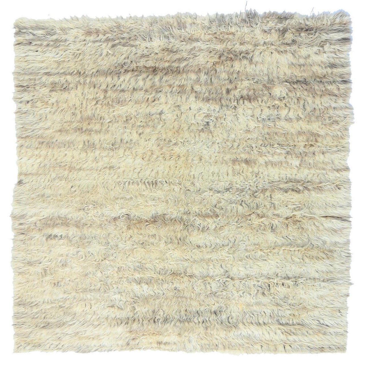 Ivory 6'0" x 6'1" Tribal & Geometric Hand knotted Wool Rug - Sku: O082991