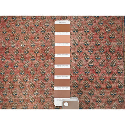 Overdyed & Vintage Wool Hand Knotted Rug Red 2.3x9.0 -O0829