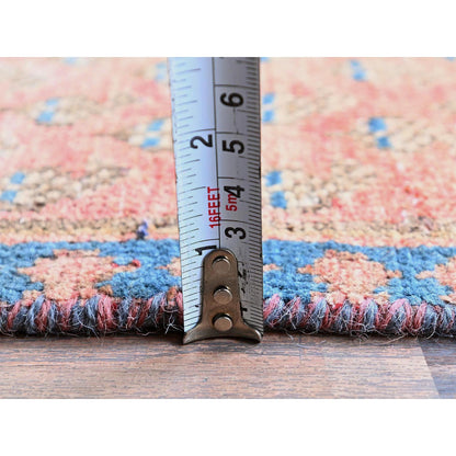 Overdyed & Vintage Wool Hand Knotted Rug Red 2.3x9.0 -O0829