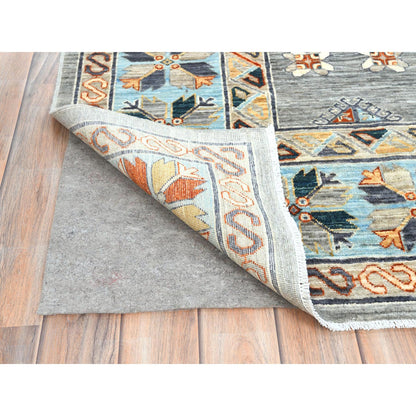 Tribal & Geometric Wool Hand Knotted Rug Grey Light Blue 8.3X9.9 -O0830000