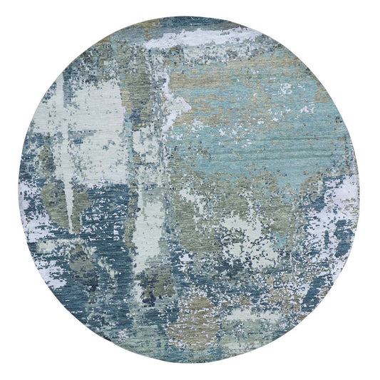 Modern and Contemporary Wool Hand Knotted Rug Grey No Border 8.1X8.5 -O083029