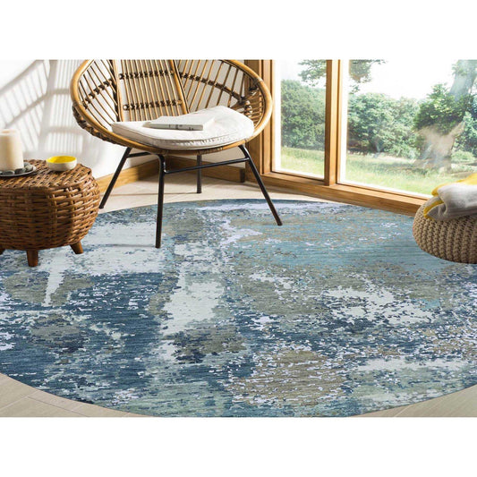 Modern and Contemporary Wool Hand Knotted Rug Grey No Border 8.1X8.5 -O083029