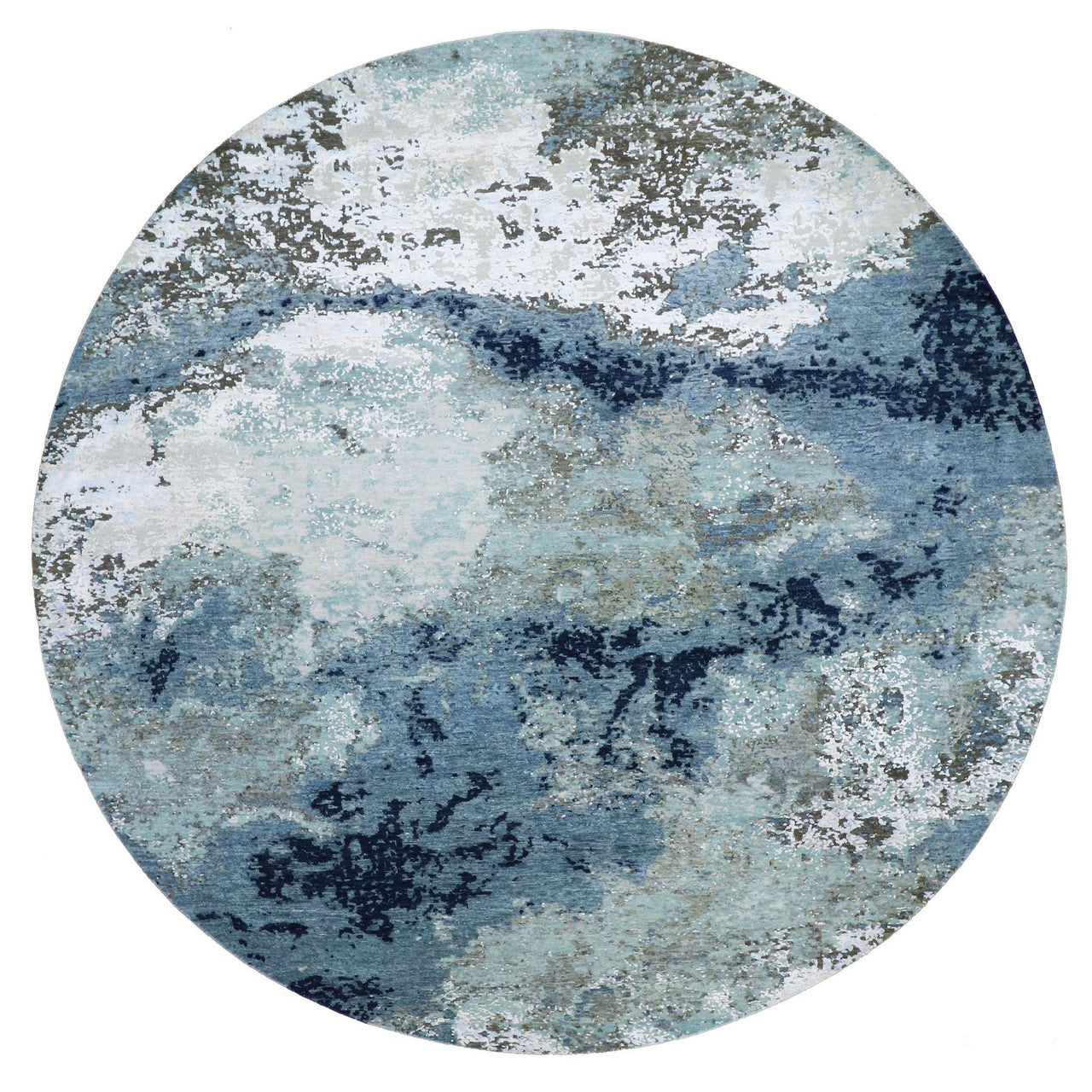 Gray 10'2" x 10'0" Modern and Contemporary Hand knotted Wool Rug - Sku: O083033