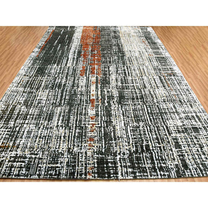 Modern and Contemporary Wool Hand Knotted Rug Grey No Border 9.0X12.4 -O083043
