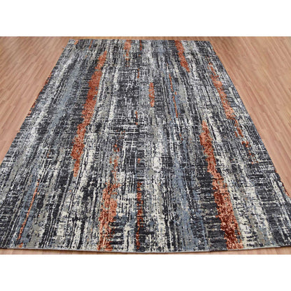 Modern and Contemporary Wool Hand Knotted Rug Grey No Border 8.0X10.1 -O083068