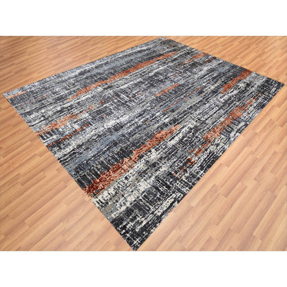 Modern and Contemporary Wool Hand Knotted Rug Grey No Border 8.0X10.1 -O083068