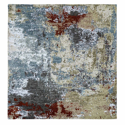 Modern and Contemporary Wool Hand Knotted Rug Beige No Border 8.0X8.5 -O083075