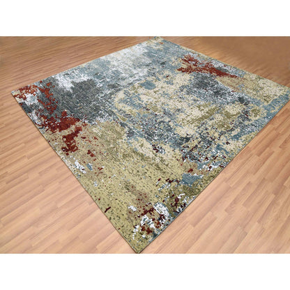 Modern and Contemporary Wool Hand Knotted Rug Beige No Border 8.0X8.5 -O083075