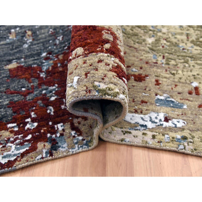 Modern and Contemporary Wool Hand Knotted Rug Beige No Border 8.0X8.5 -O083075