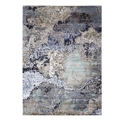 Modern and Contemporary Wool Hand Knotted Rug Ivory No Border 10.0X13.10 -O083080