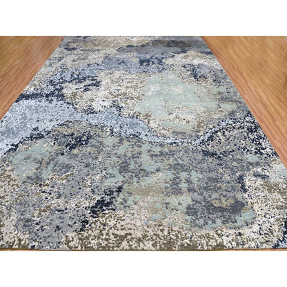 Modern and Contemporary Wool Hand Knotted Rug Ivory No Border 10.0X13.10 -O083080