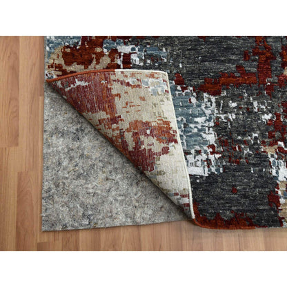 Modern and Contemporary Wool Hand Knotted Rug Grey No Border 10.0X14.2 -O083085