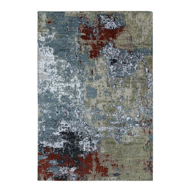 Modern and Contemporary Wool Hand Knotted Rug Beige No Border 6.1X9.0 -O083089