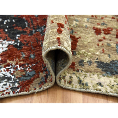 Modern and Contemporary Wool Hand Knotted Rug Beige No Border 6.1X9.0 -O083089