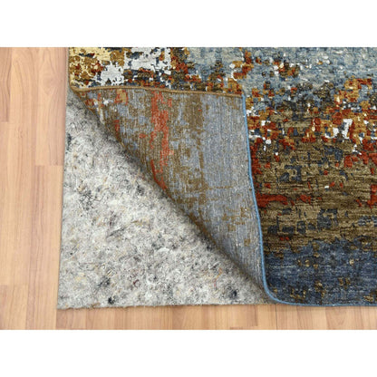 Modern and Contemporary Wool Hand Knotted Rug Grey No Border 4.0X10.0 -O083093