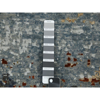 Modern and Contemporary Wool Hand Knotted Rug Grey No Border 4.0X10.0 -O083093