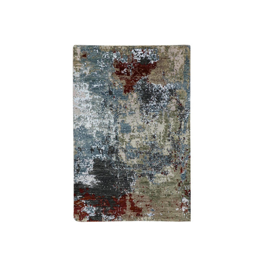 Modern and Contemporary Wool Hand Knotted Rug Grey No Border 3.0X5.2 -O083094