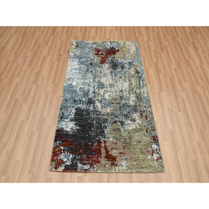 Modern and Contemporary Wool Hand Knotted Rug Grey No Border 3.0X5.2 -O083094