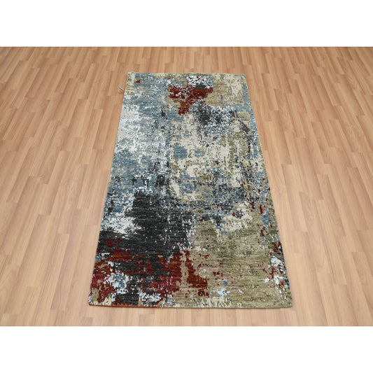 Modern and Contemporary Wool Hand Knotted Rug Grey No Border 3.0X5.2 -O083094