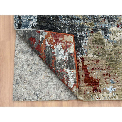 Modern and Contemporary Wool Hand Knotted Rug Grey No Border 3.0X5.2 -O083094