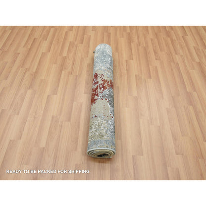 Modern and Contemporary Wool Hand Knotted Rug Grey No Border 3.0X5.2 -O083094