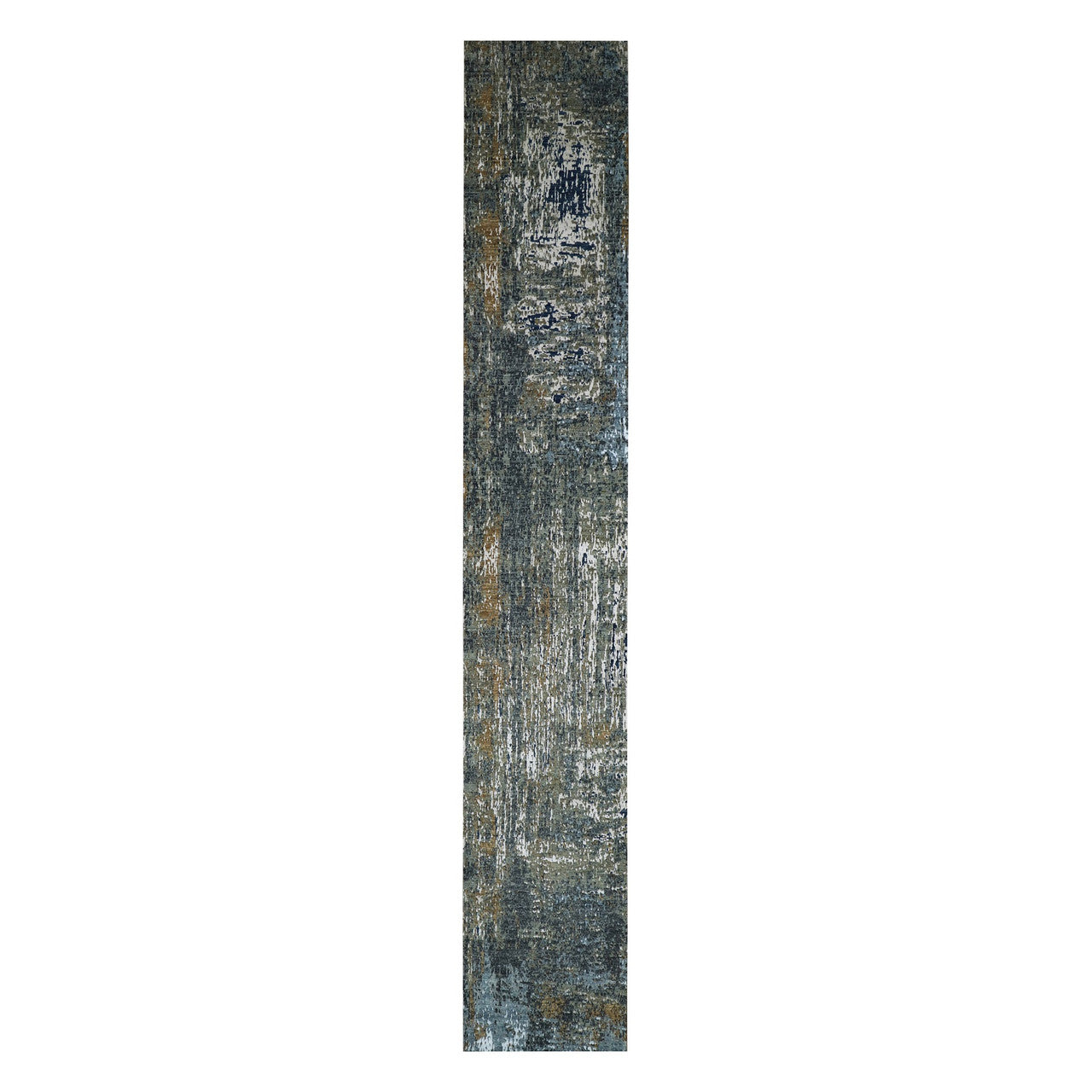 Gray 2'6" x 20'0" Modern and Contemporary Hand knotted Wool Rug - Sku: O083096