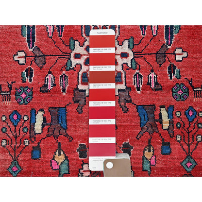 Overdyed & Vintage Wool Hand Knotted Rug Red 2.3x9.6 -O0830