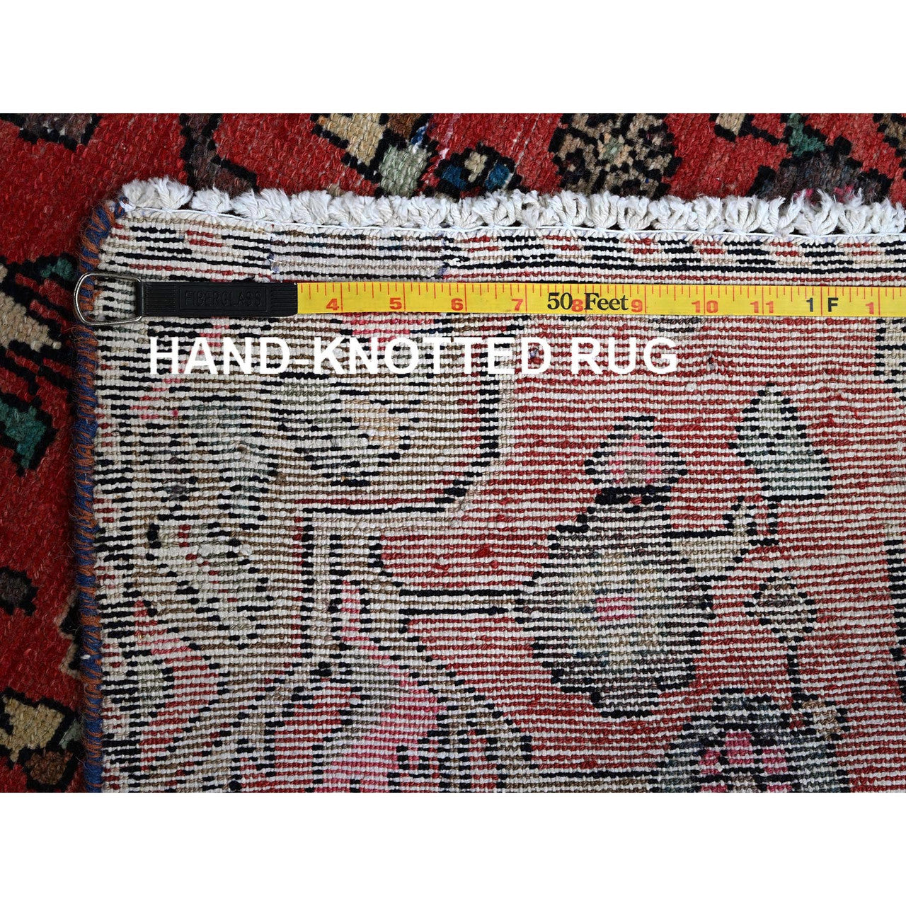Overdyed & Vintage Wool Hand Knotted Rug Red 2.3x9.6 -O0830