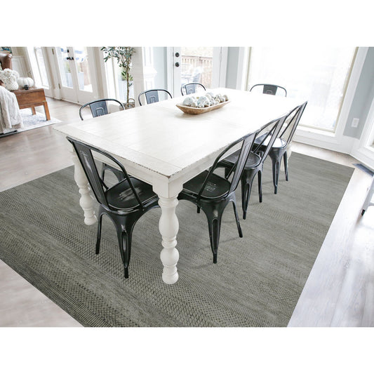 Modern and Contemporary Wool Hand Knotted Rug Grey No Border 9.1X12.2 -O083100