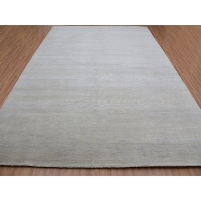 Modern and Contemporary Wool Hand Knotted Rug Beige No Border 9.1X12.5 -O083101