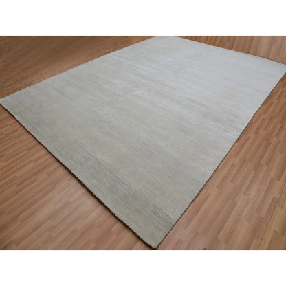 Modern and Contemporary Wool Hand Knotted Rug Beige No Border 9.1X12.5 -O083101