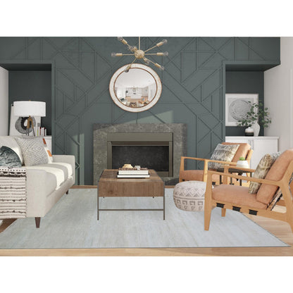 Modern and Contemporary Wool Hand Knotted Rug Beige No Border 8.1X10.3 -O083106