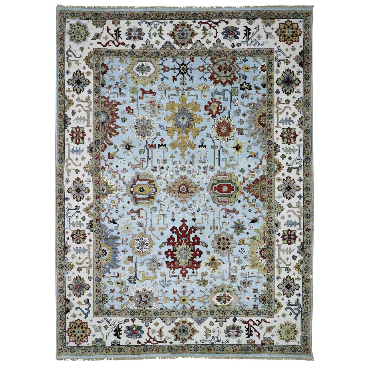 Blue 9'0" x 12'5" Tribal & Geometric Hand knotted Wool Rug - Sku: O083107