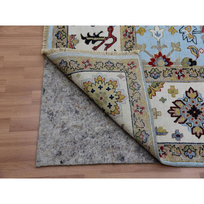 Tribal & Geometric Wool Hand Knotted Rug Blue Ivory 9.0X12.5 -O083107