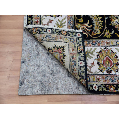 Tribal & Geometric Wool Hand Knotted Rug Black Ivory 7.11X10.1 -O083112